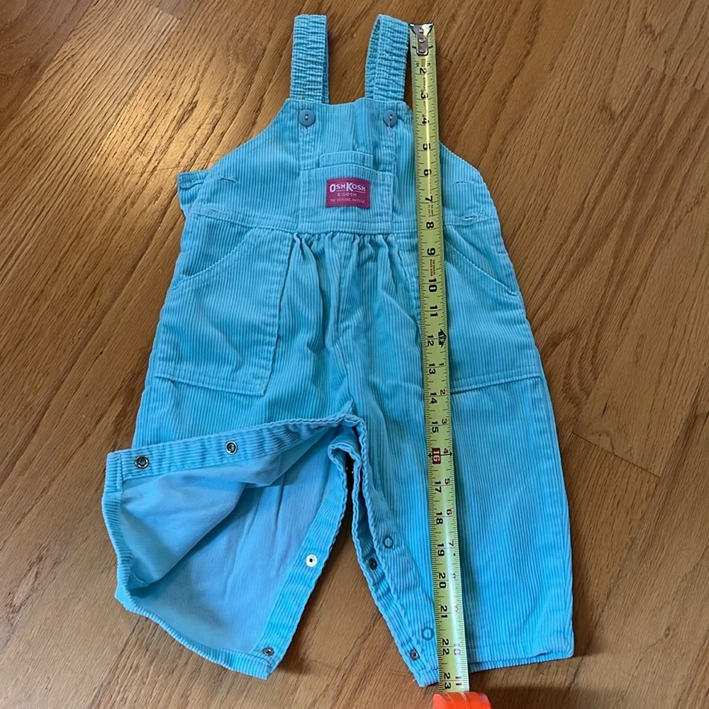 Oshkosh B’gosh vintage made in the USA corduroy overalls size 12 mo light aqua